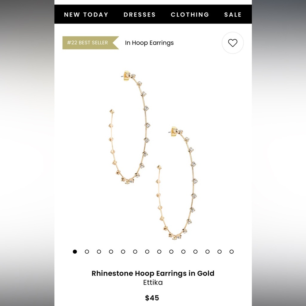 Ettika Gold Rhinestone Hoop Earrings